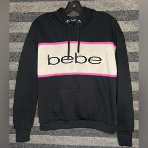 Vintage Y2K Bebe Sport Women’s Black Embroidered Spell Out Hoodie Sweatshirt L